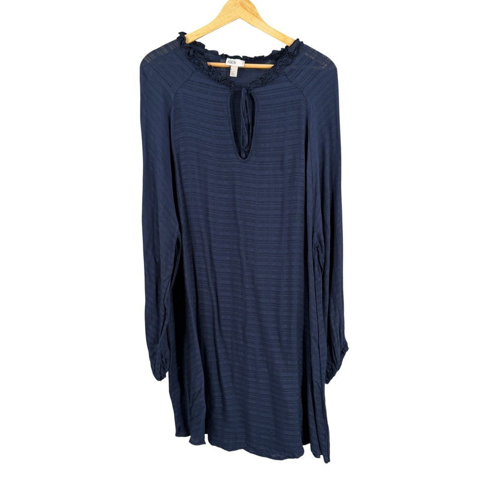 Nordstrom Rack Dress Blue Sheer‎ Tie Neck Lightweight Size Large